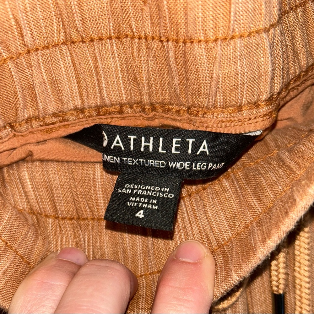 Athleta Cabo Linen Textured Wide Leg Pants Bottoms Sz 4 Casual Resortwear - Picture 7 of 10